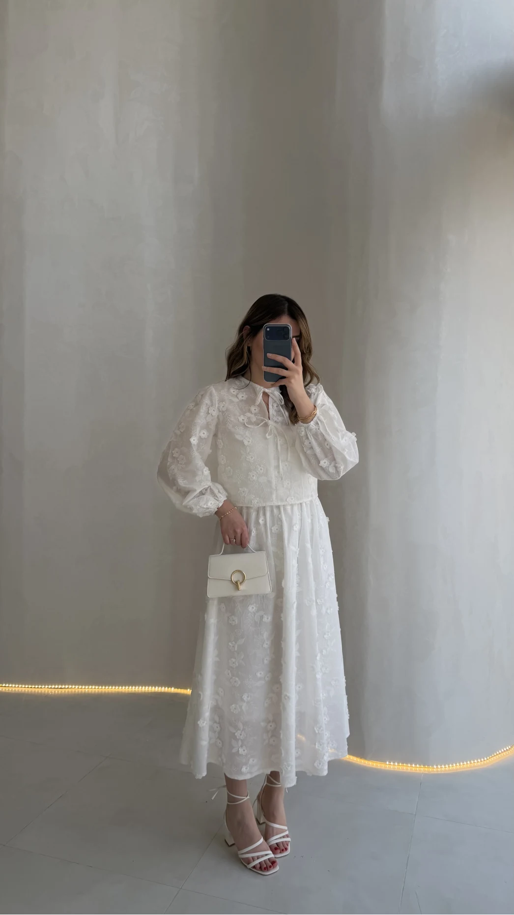 Mona Çiçek Dokulu Etek-Buz Takım - Ekru - Kod: 6046