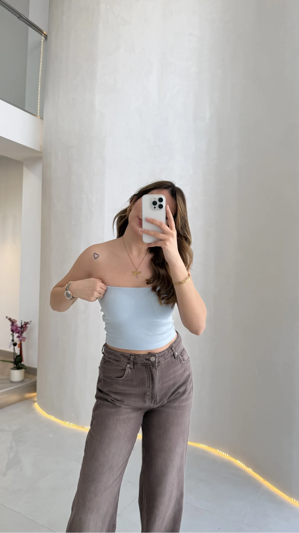 Straplez Crop Pedli Body - Mavi - Kod: 23369