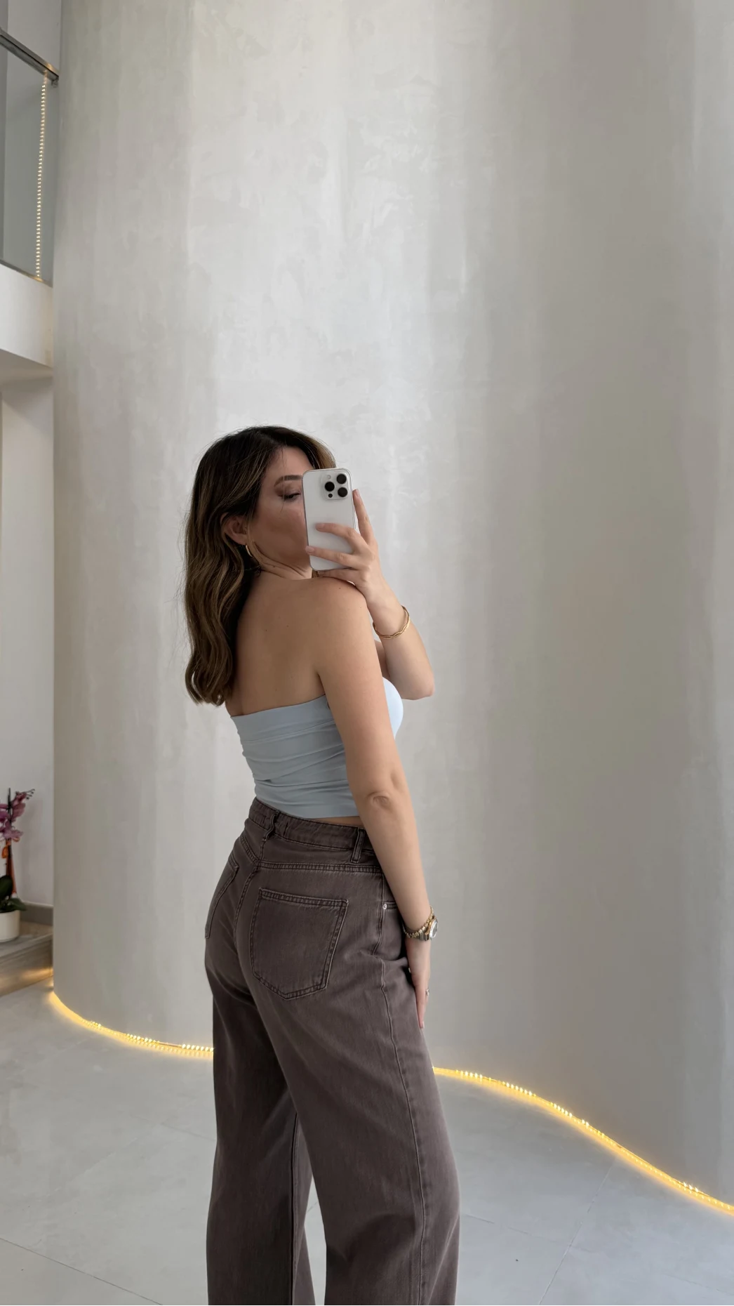 Straplez Crop Pedli Body - Mavi - Kod: 23369