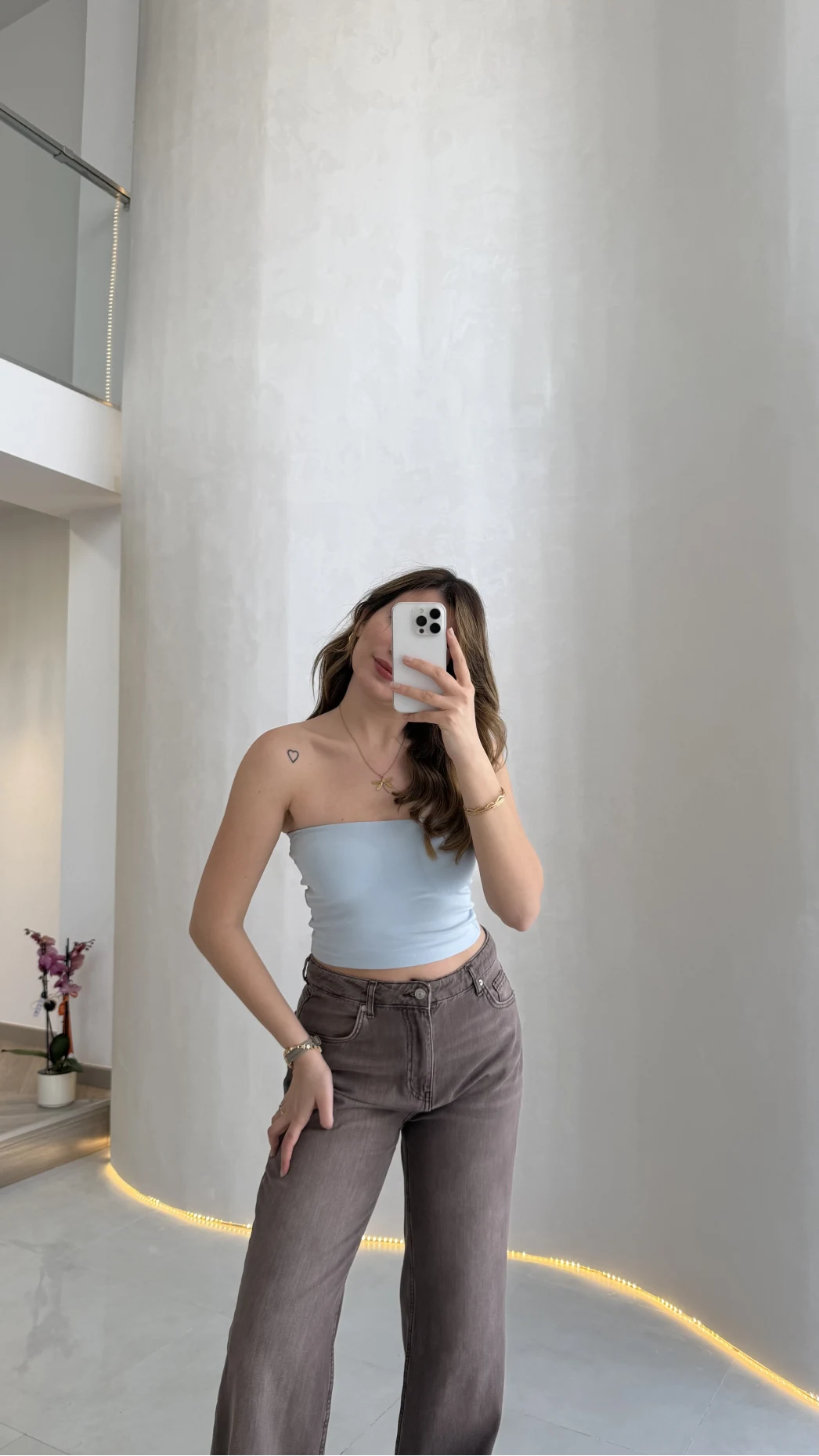 Straplez Crop Pedli Body - Mavi - Kod: 23369