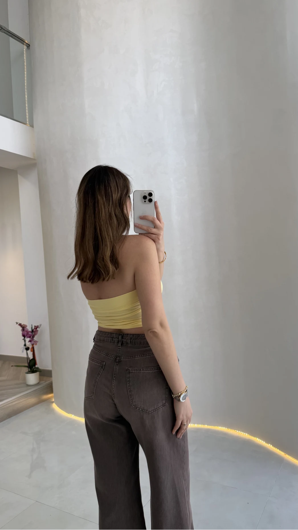 Straplez Crop Pedli Body - Sarı - Kod: 23369