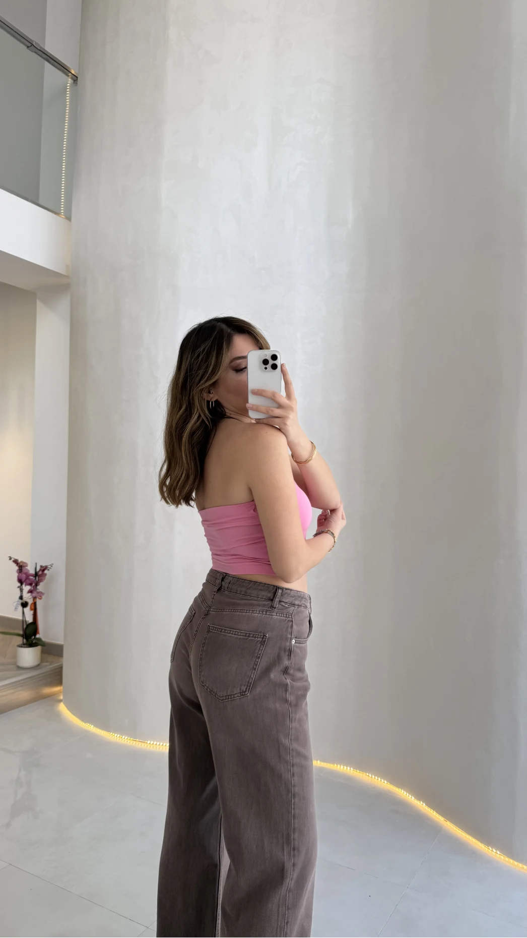 Straplez Crop Pedli Body - Pembe - Kod: 23369