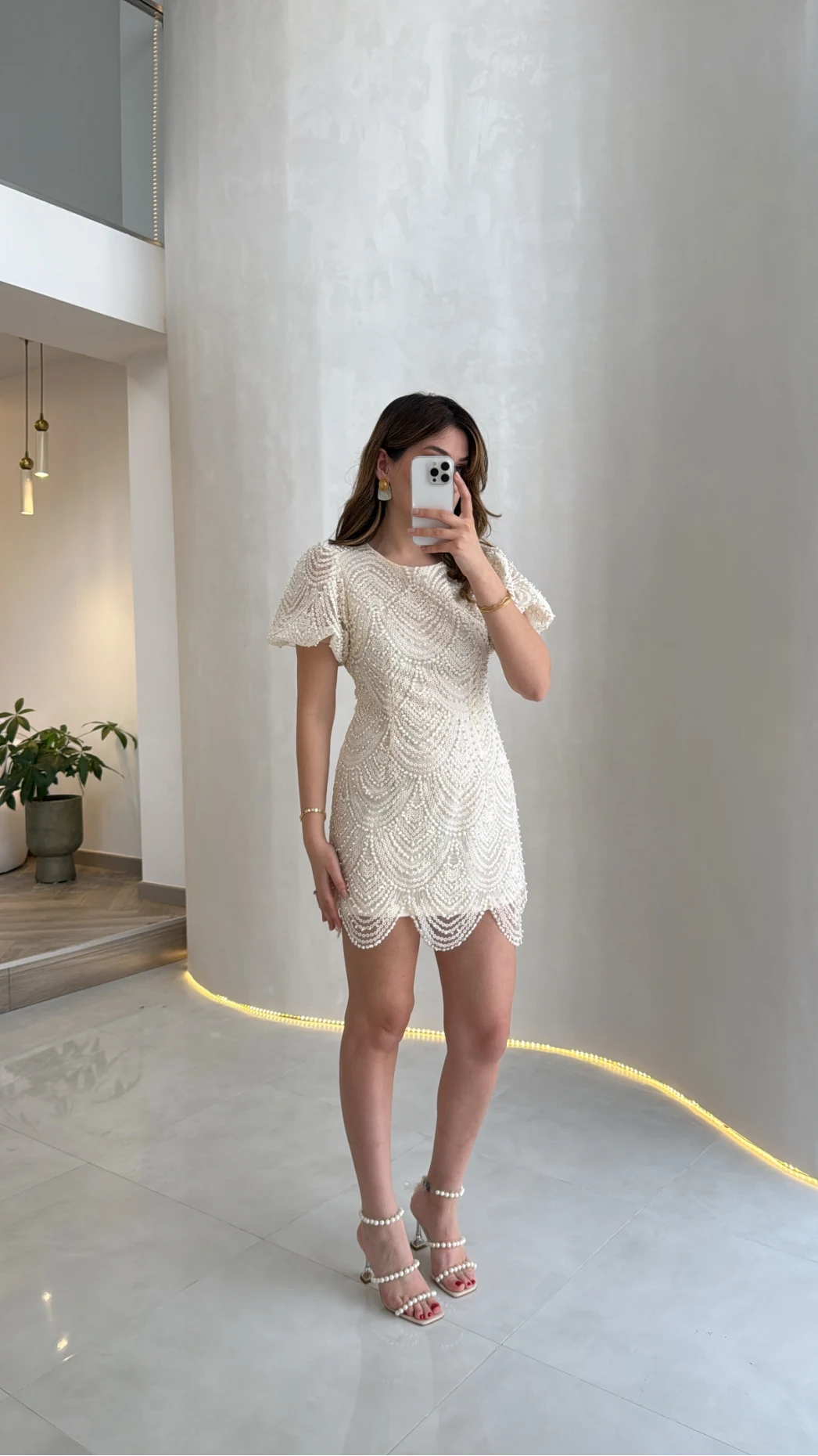 Lacho Dantelli İnci Elbise - Ekru - Kod: 39528