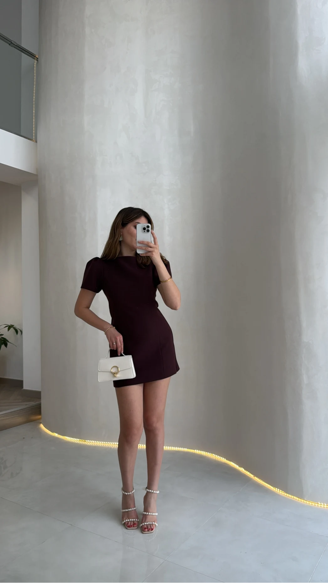 Amore Balon Kol Mini Elbise - Bordo - Kod: 041