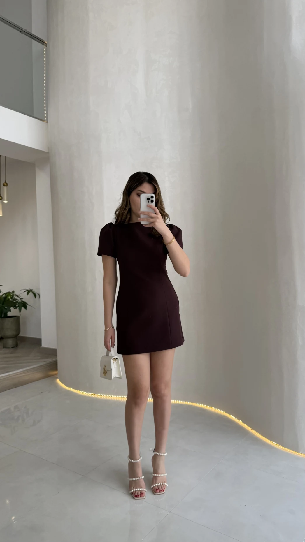 Amore Balon Kol Mini Elbise - Bordo - Kod: 041