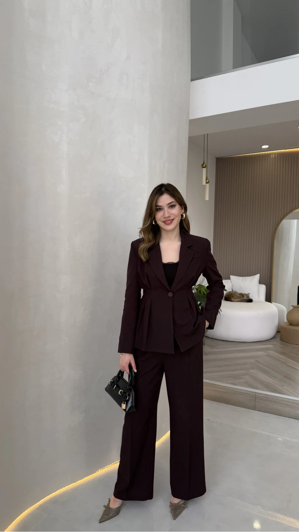 Charlotte Pilili Bele Oturan Takım - Mürdüm - Kod: 8884