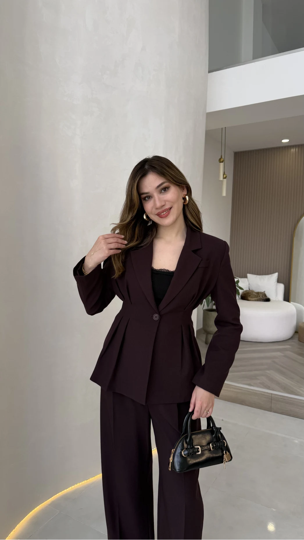 Charlotte Pilili Bele Oturan Takım - Mürdüm - Kod: 8884