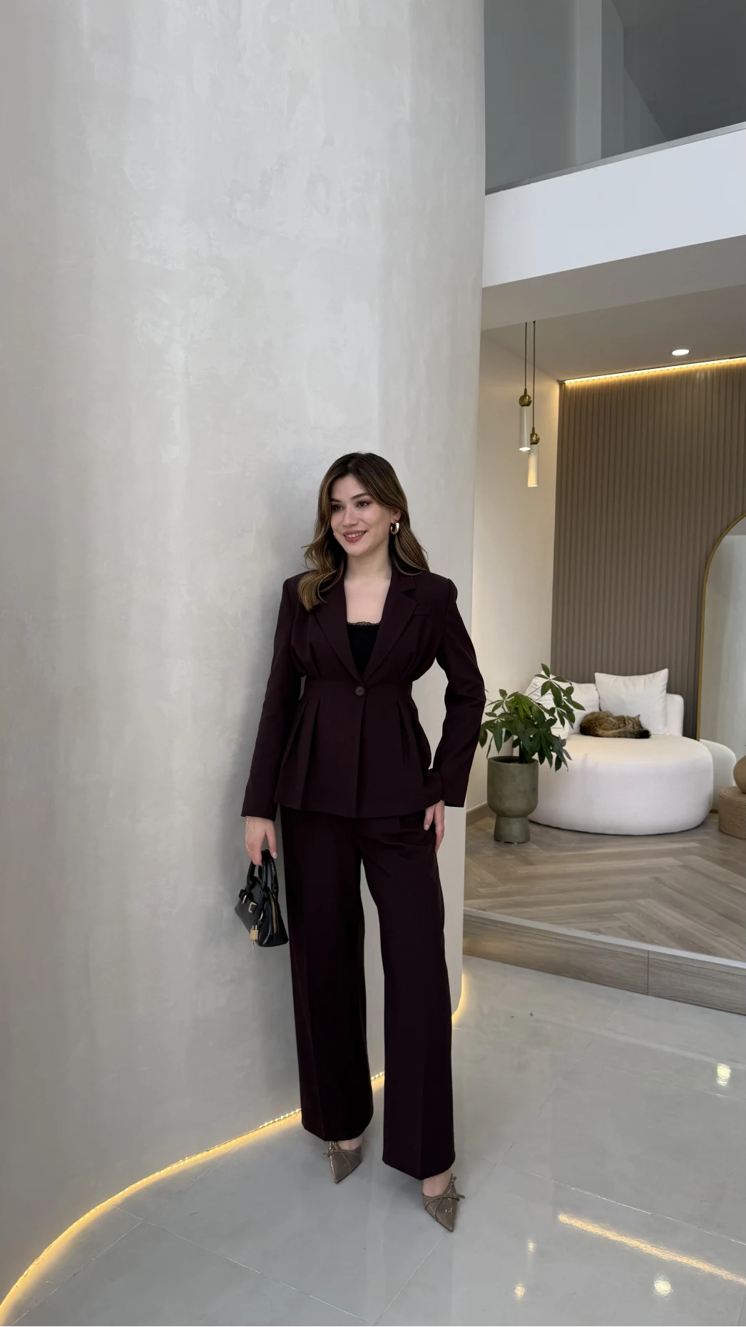 Charlotte Pilili Bele Oturan Takım - Mürdüm - Kod: 8884