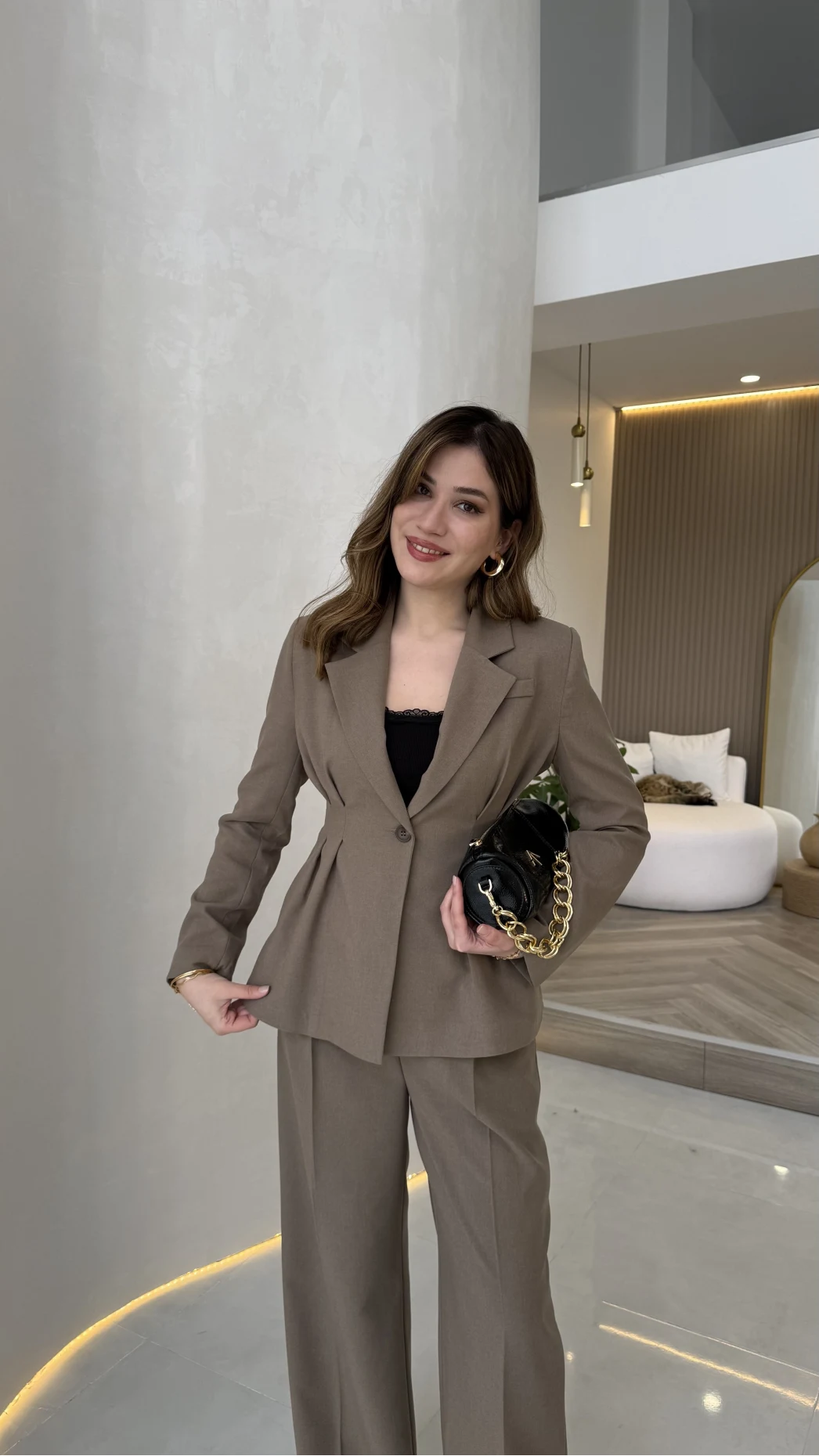 Charlotte Pilili Bele Oturan Takım - Haki - Kod: 8884