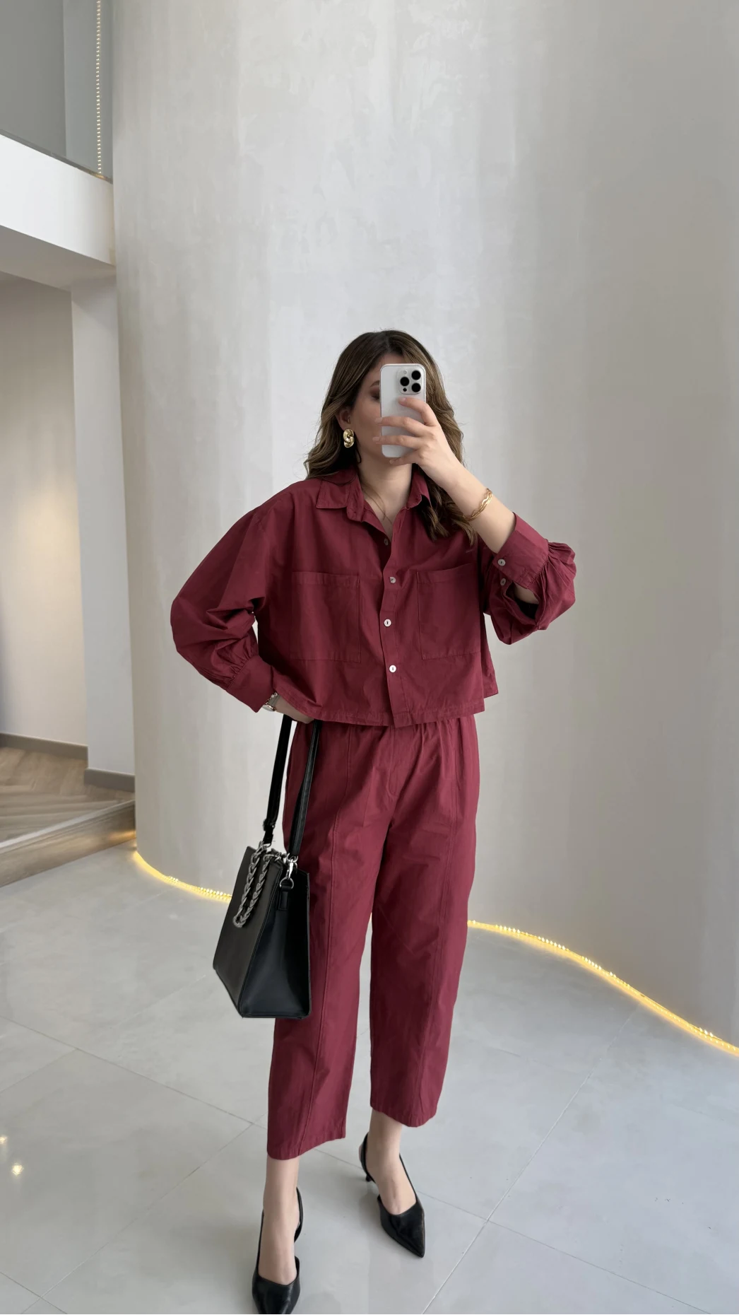 Moledro Gömlek-Pantolon Takım - Bordo - Kod: 50757