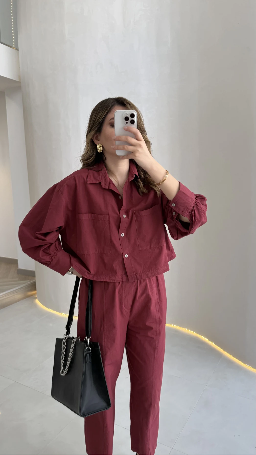 Moledro Gömlek-Pantolon Takım - Bordo - Kod: 50757