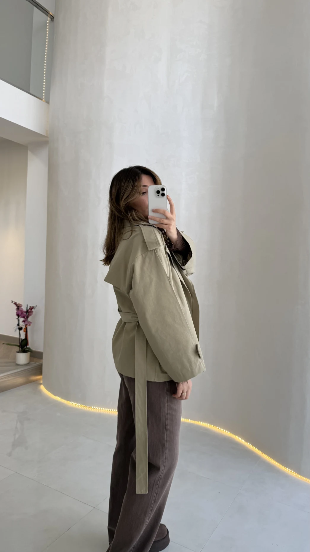 Anastasia Vatkalı Kuşaklı Kısa Trençkot - Haki - Kod: 9609