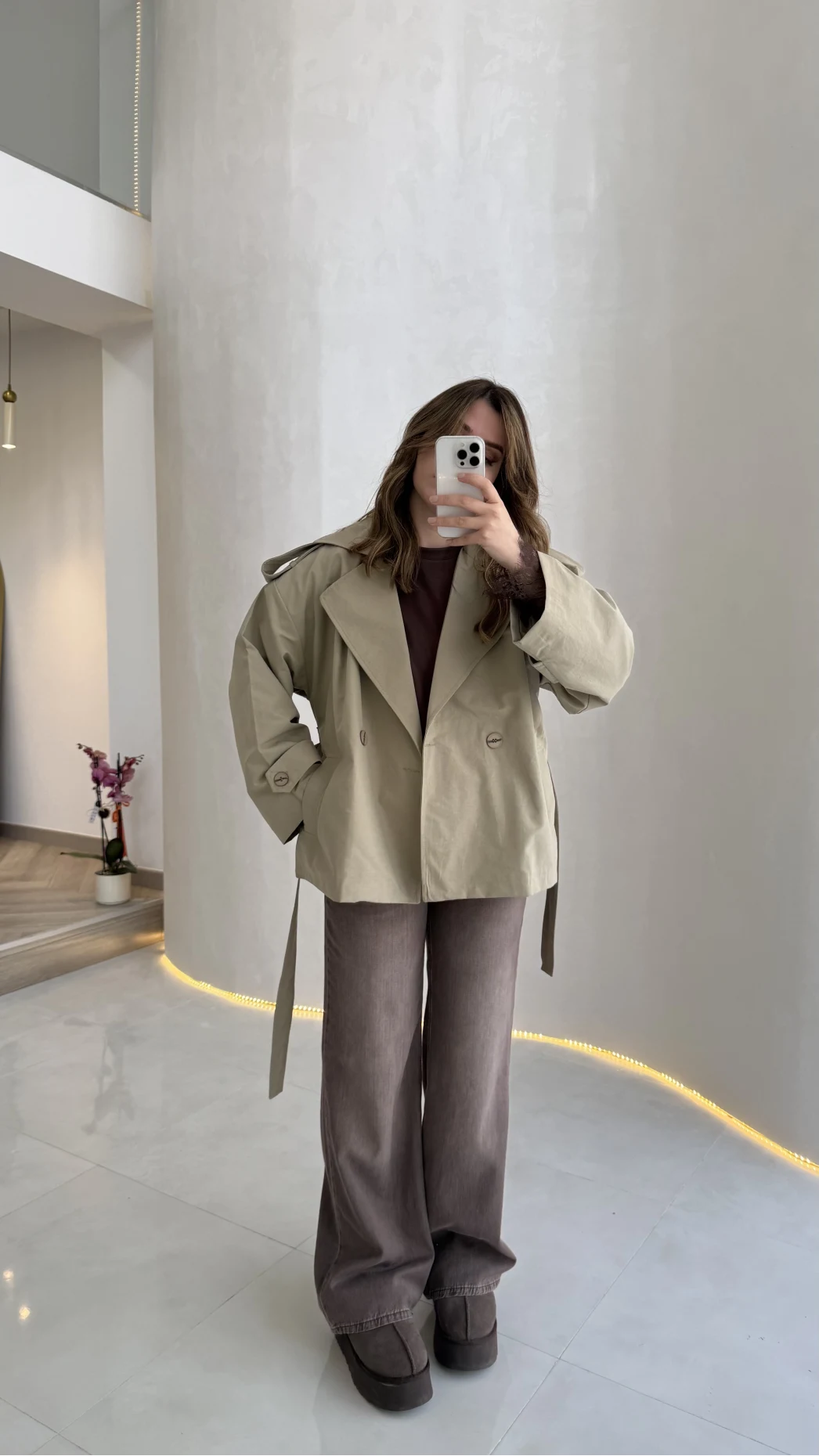 Anastasia Vatkalı Kuşaklı Kısa Trençkot - Haki - Kod: 9609