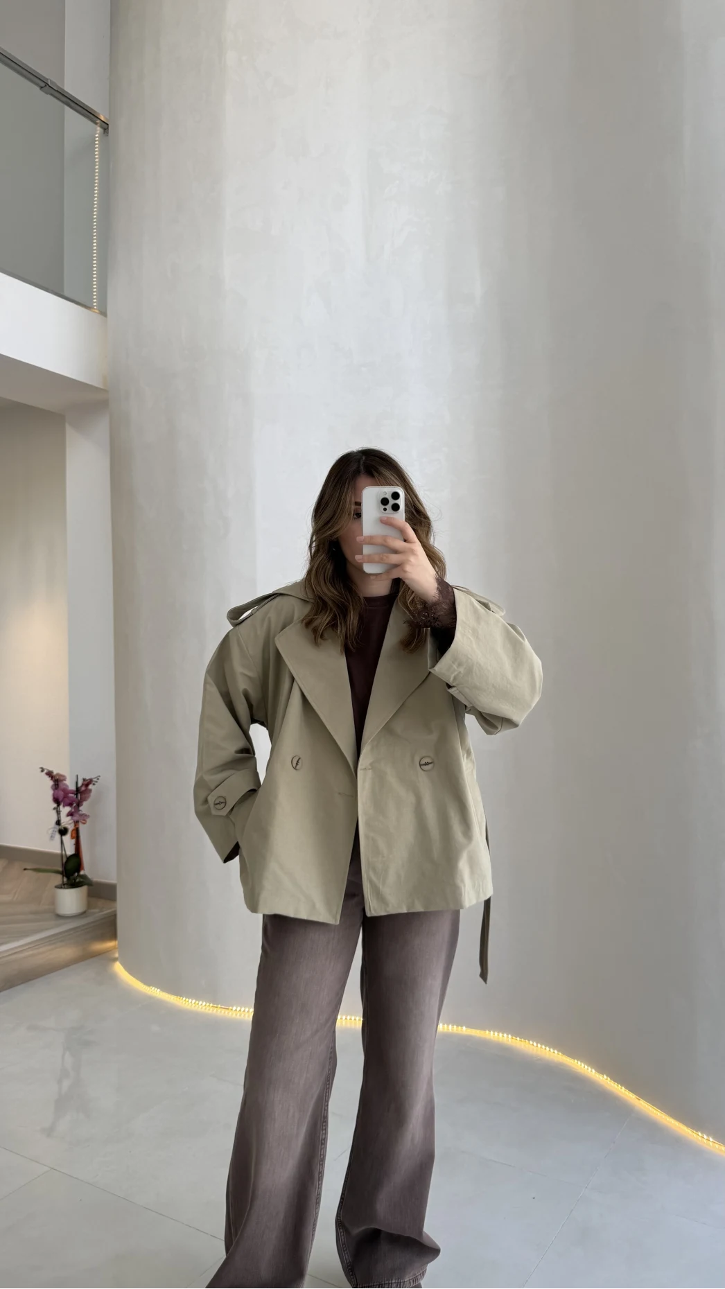 Anastasia Vatkalı Kuşaklı Kısa Trençkot - Haki - Kod: 9609