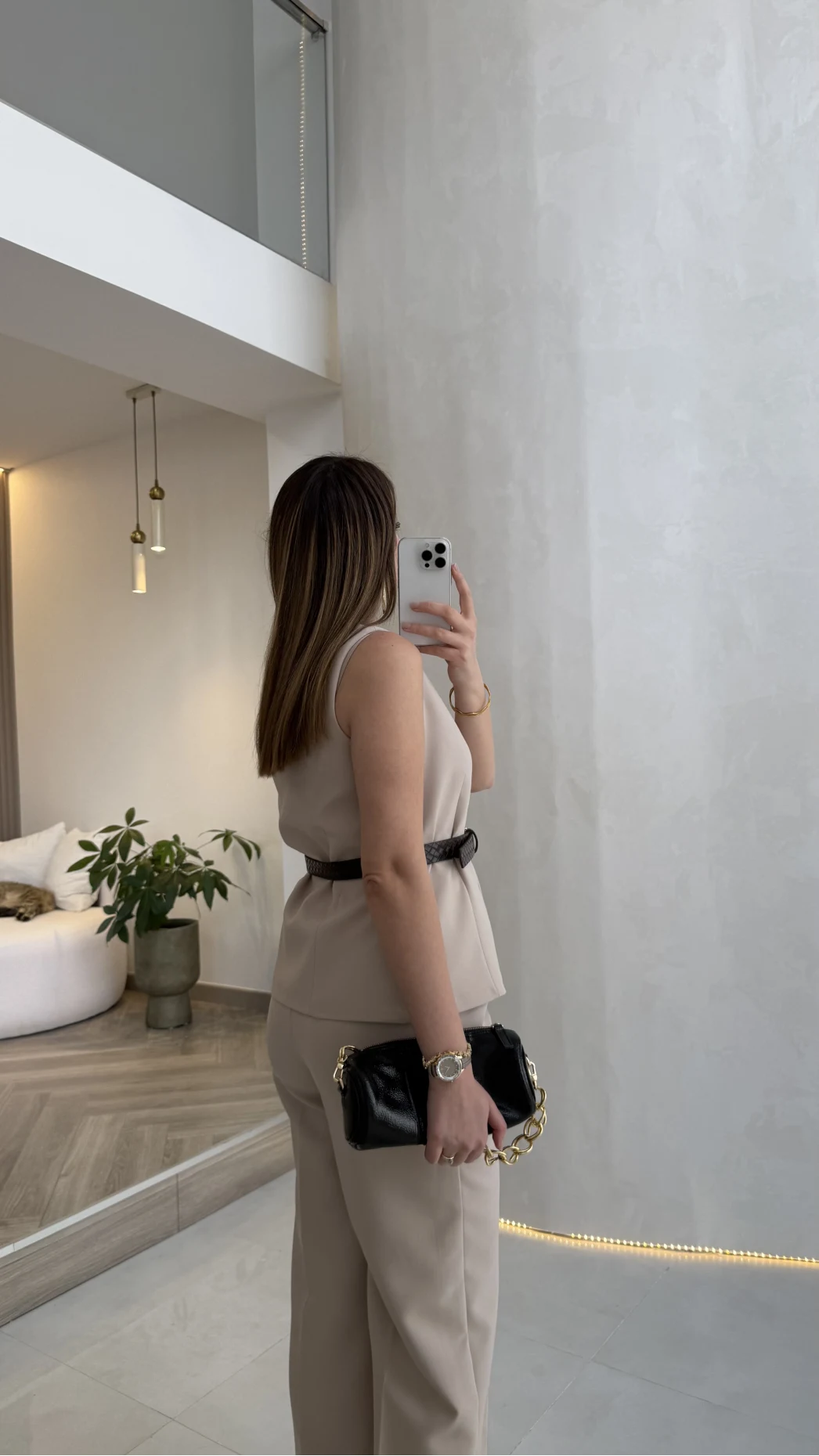 Moon Kemerli İspanyol Kesim Yelek Pantolon Takım - Taş - Kod: 8891