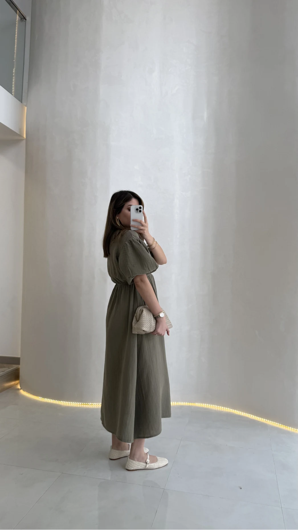 Becca Müslin Kumaş Elbise - Haki - Kod: 3008