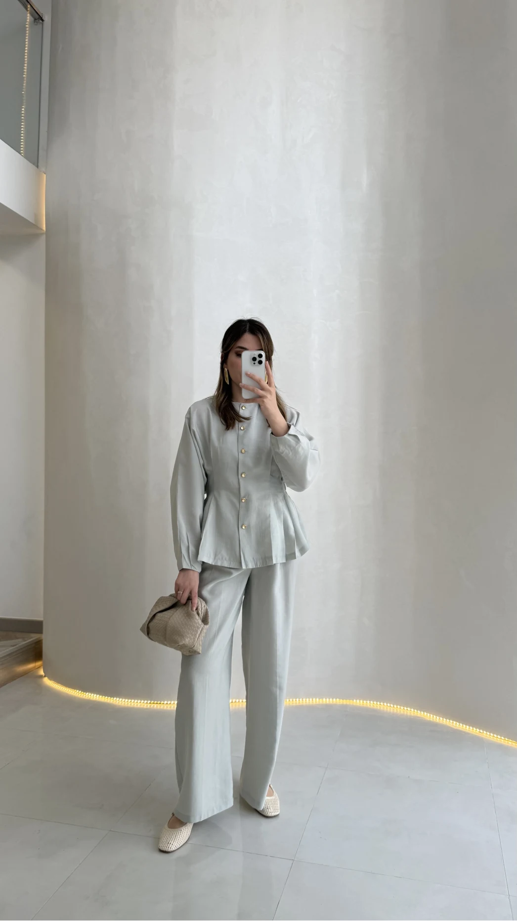 Stellaa Pile Dikişli Takım - Gri - Kod: 8930