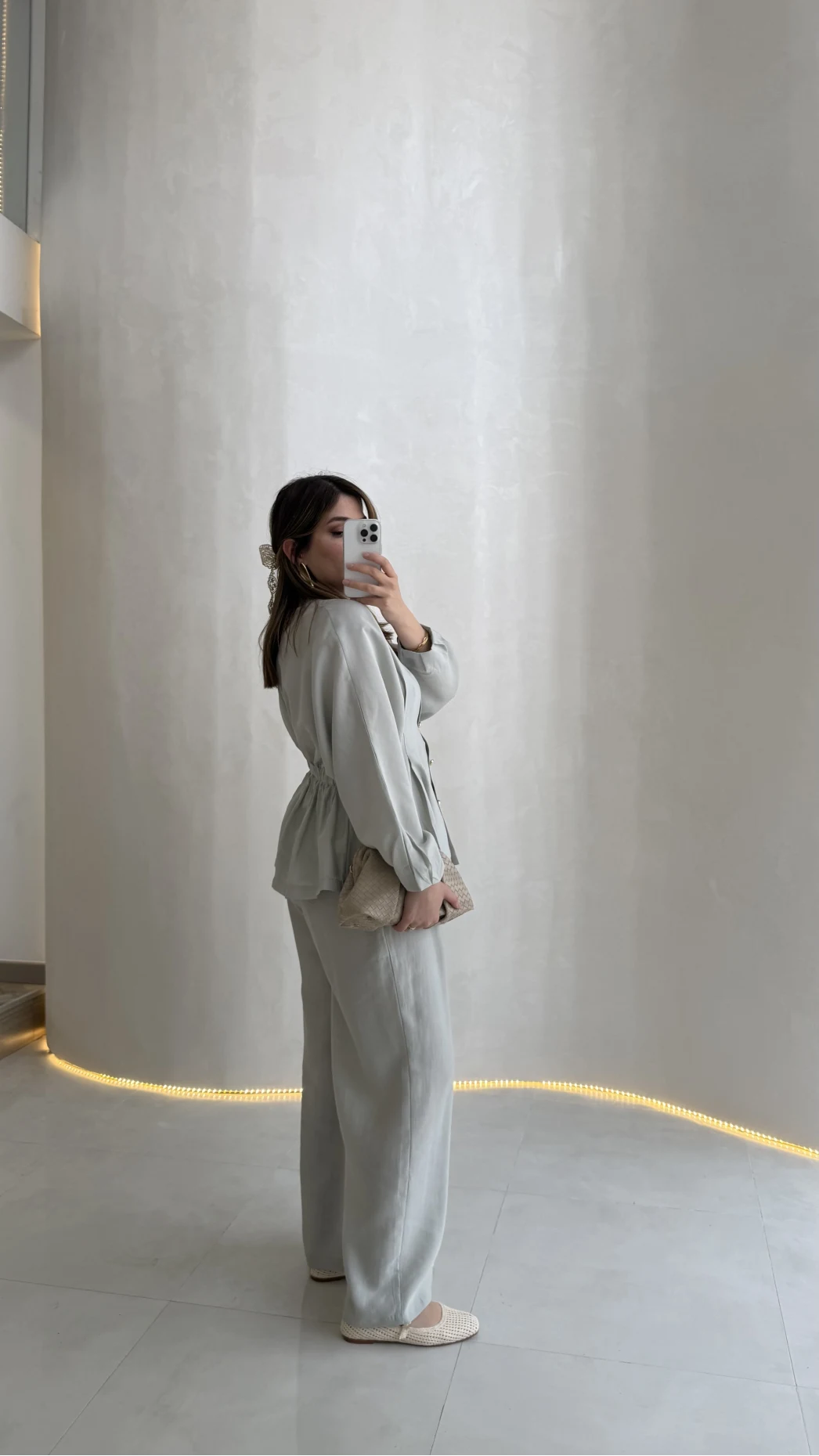 Stellaa Pile Dikişli Takım - Gri - Kod: 8930