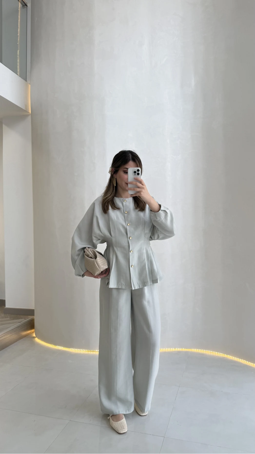 Stellaa Pile Dikişli Takım - Gri - Kod: 8930