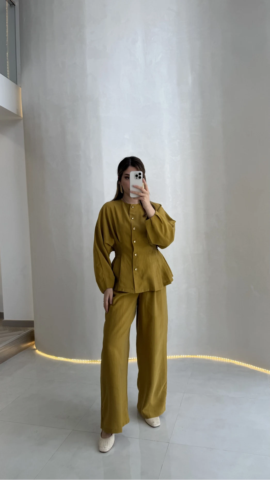 Stellaa Pile Dikişli Takım - Hardal - Kod: 8930