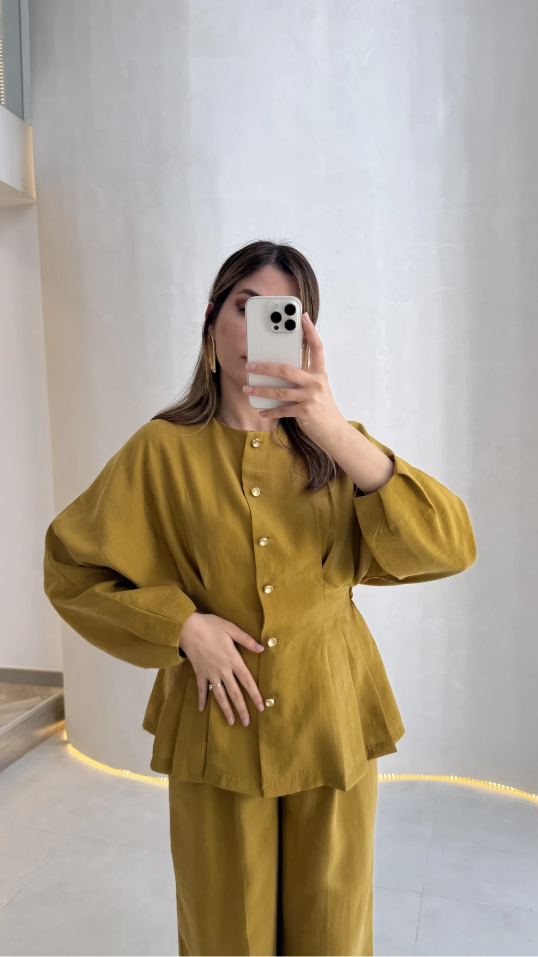 Stellaa Pile Dikişli Takım - Hardal - Kod: 8930