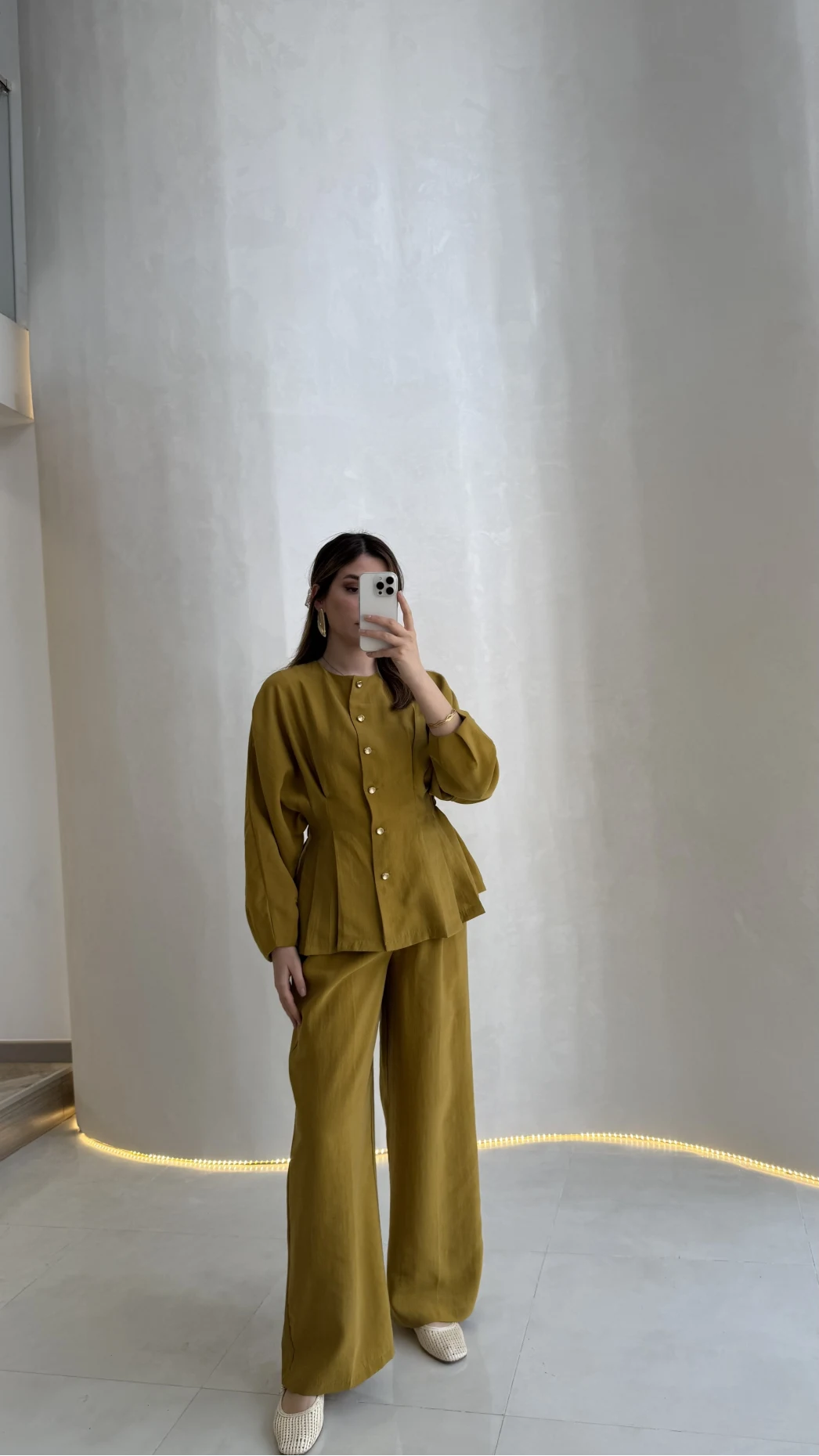 Stellaa Pile Dikişli Takım - Hardal - Kod: 8930