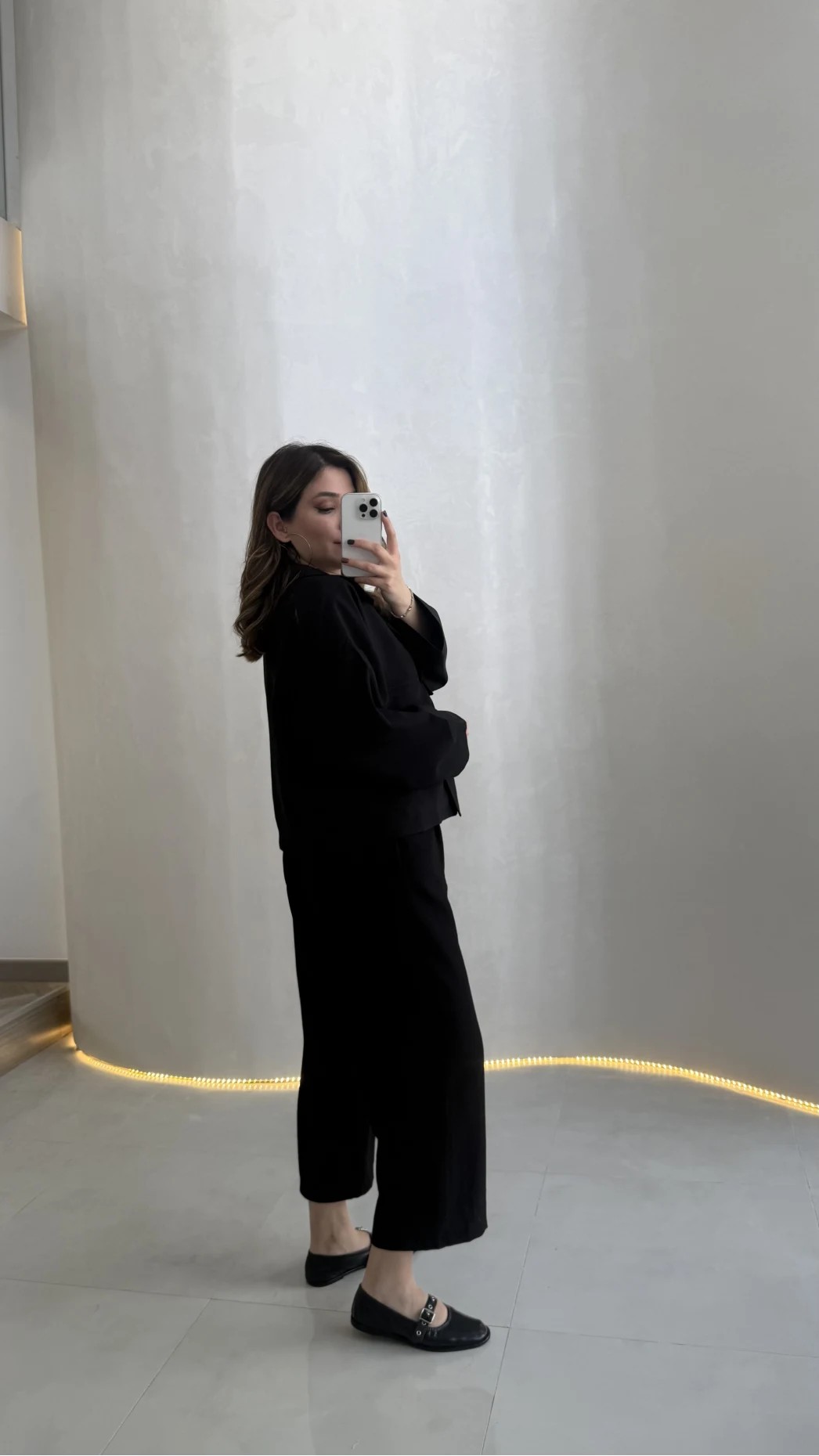 Cepli Kemerli Oversize Ceket-Pantolon Takım - Siyah - Kod: 9025