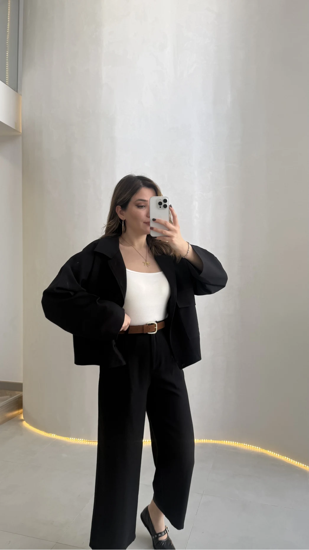 Cepli Kemerli Oversize Ceket-Pantolon Takım - Siyah - Kod: 9025