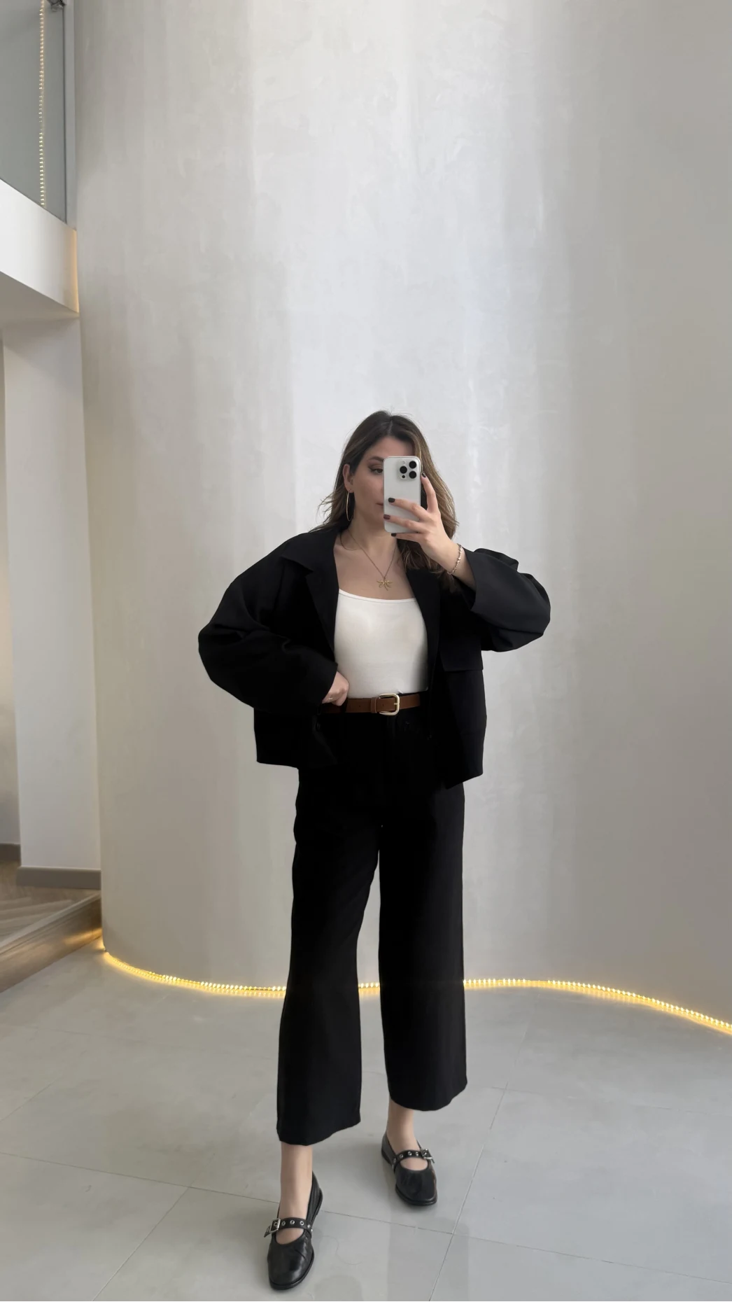 Cepli Kemerli Oversize Ceket-Pantolon Takım - Siyah - Kod: 9025