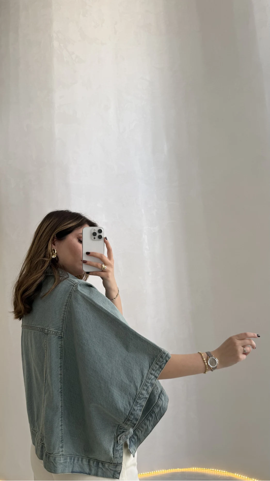 Denim Panço Ceket - Mavi - Kod: 3163