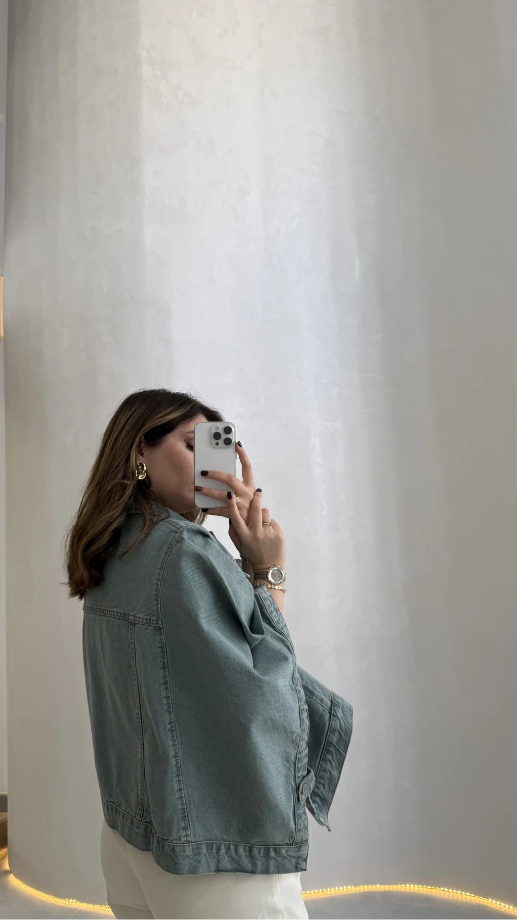 Denim Panço Ceket - Mavi - Kod: 3163