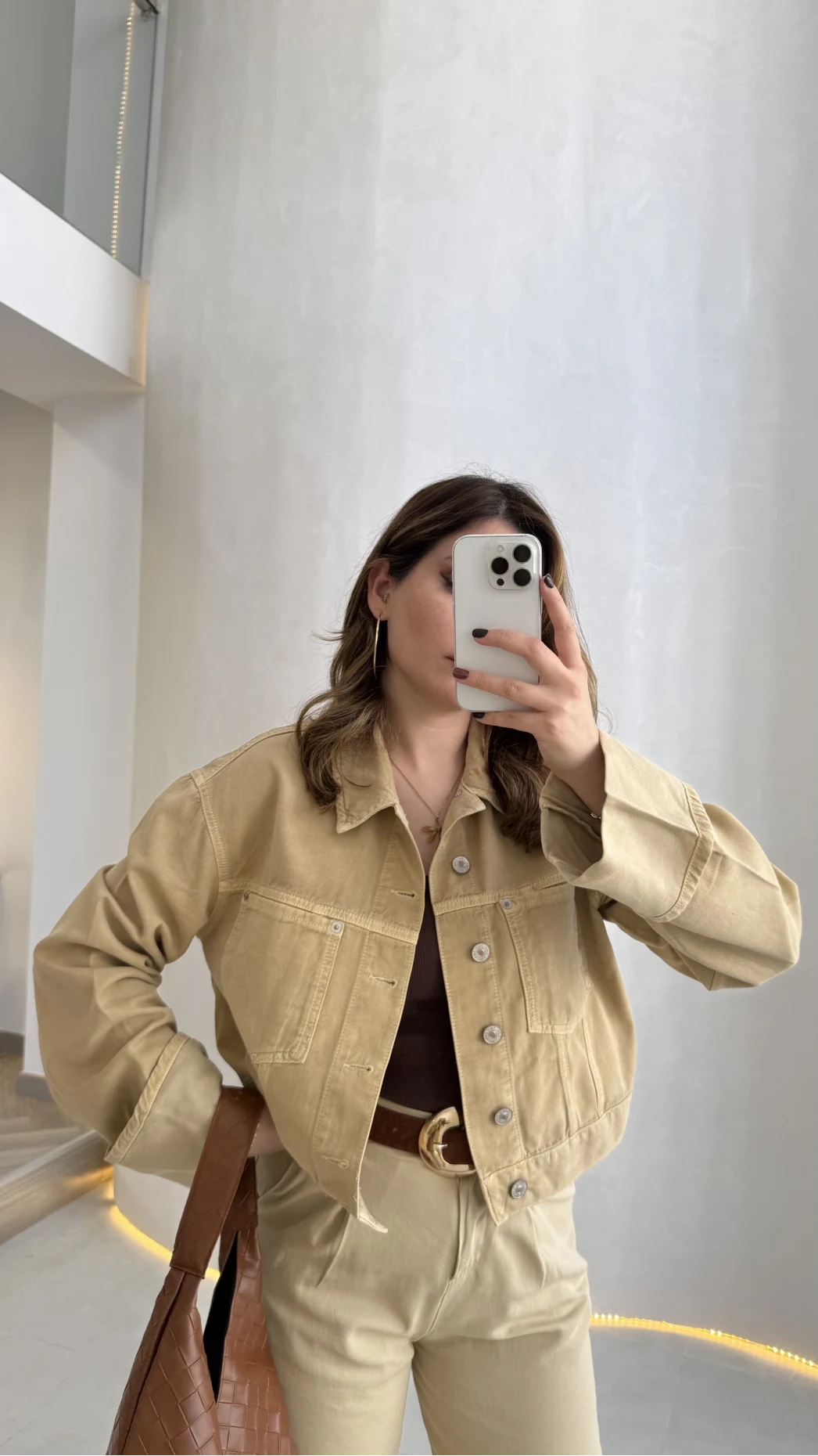 Bej Kısa Denim Ceket