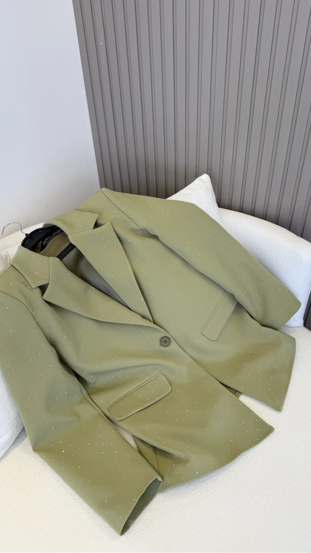 Taşlı Vatkalı Blazer Ceket - Haki - Kod: 98044