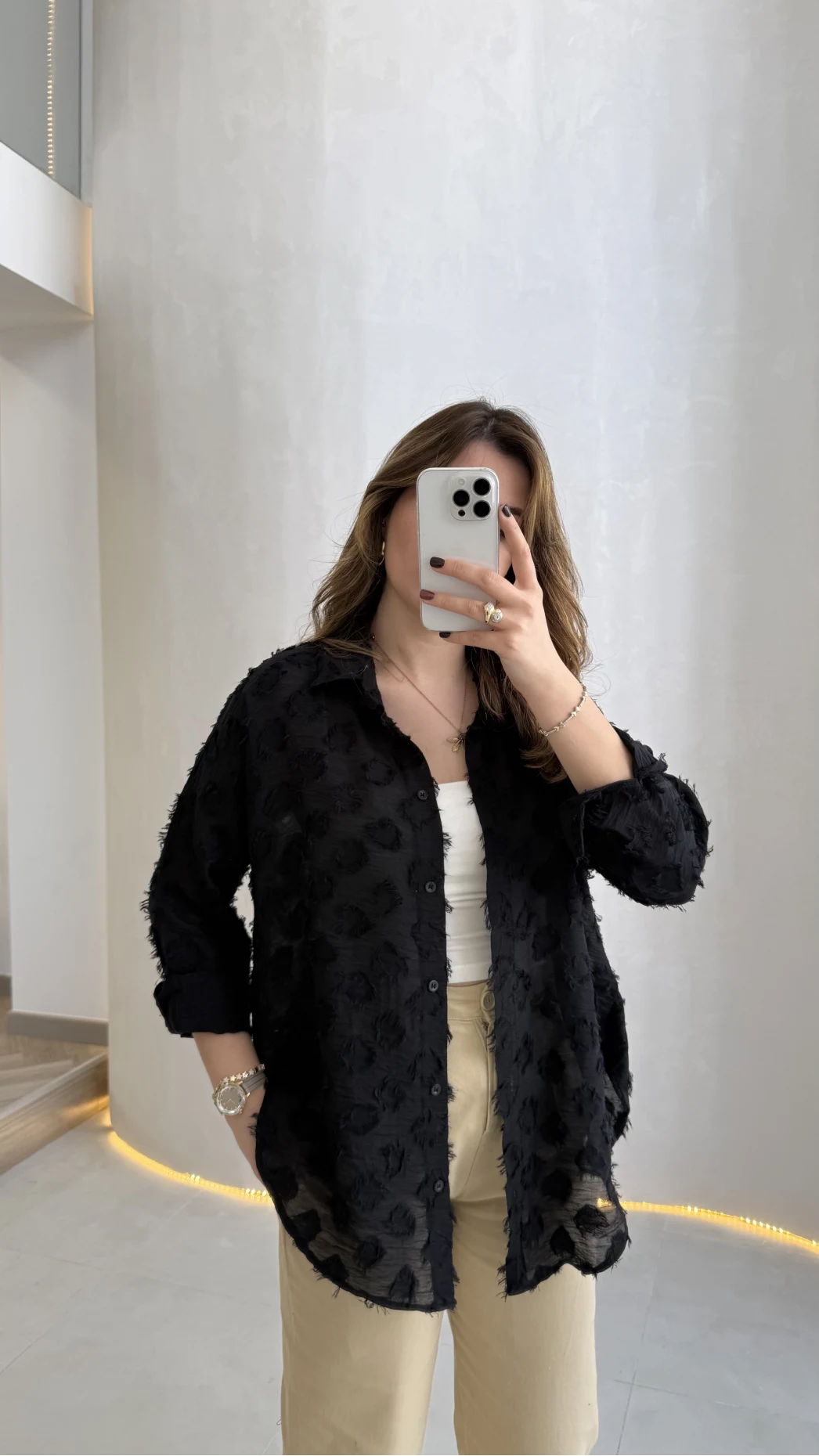 Whisper Püsküllü İnce Gömlek - Siyah - Kod: 2235