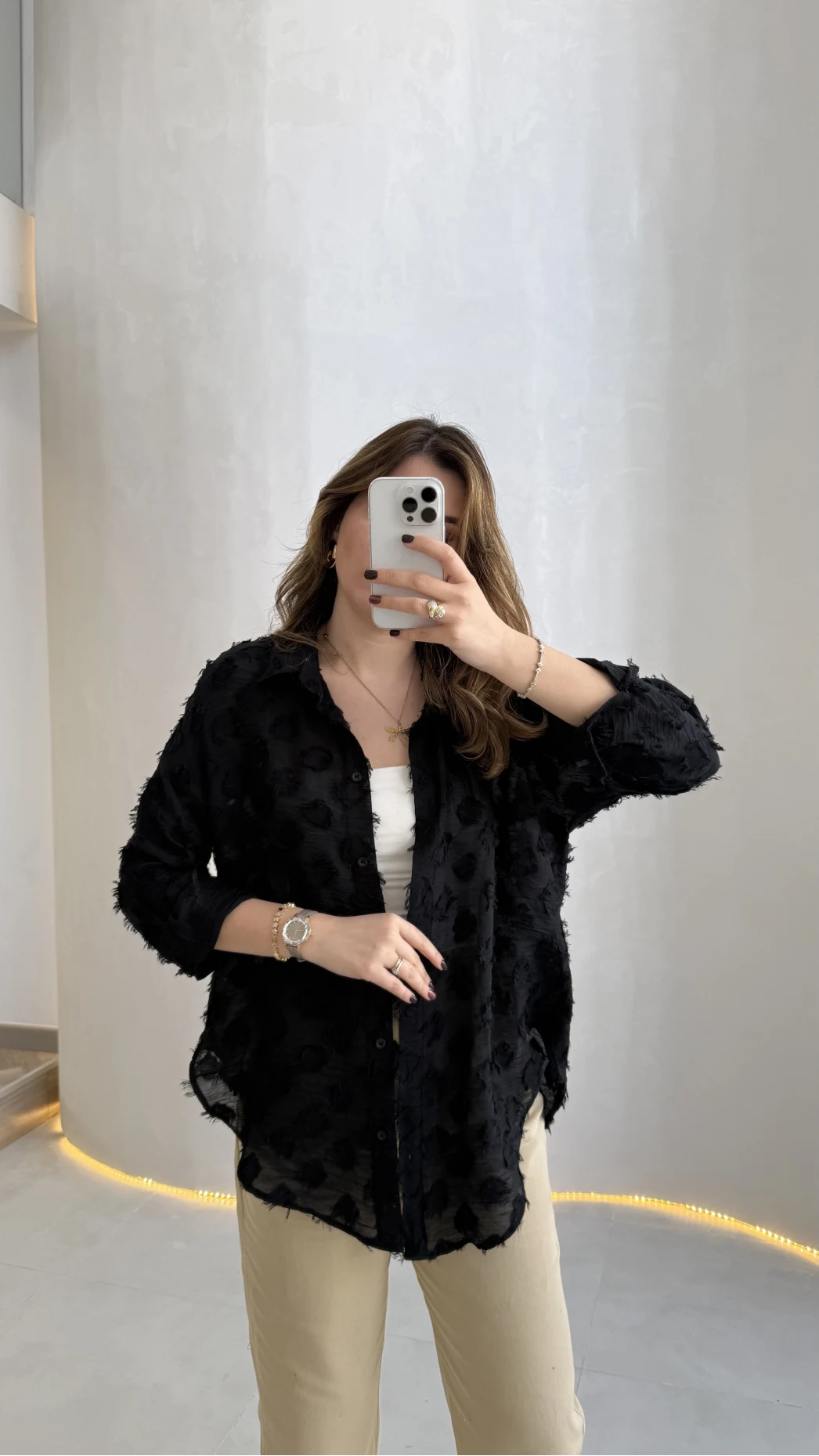 Whisper Püsküllü İnce Gömlek - Siyah - Kod: 2235