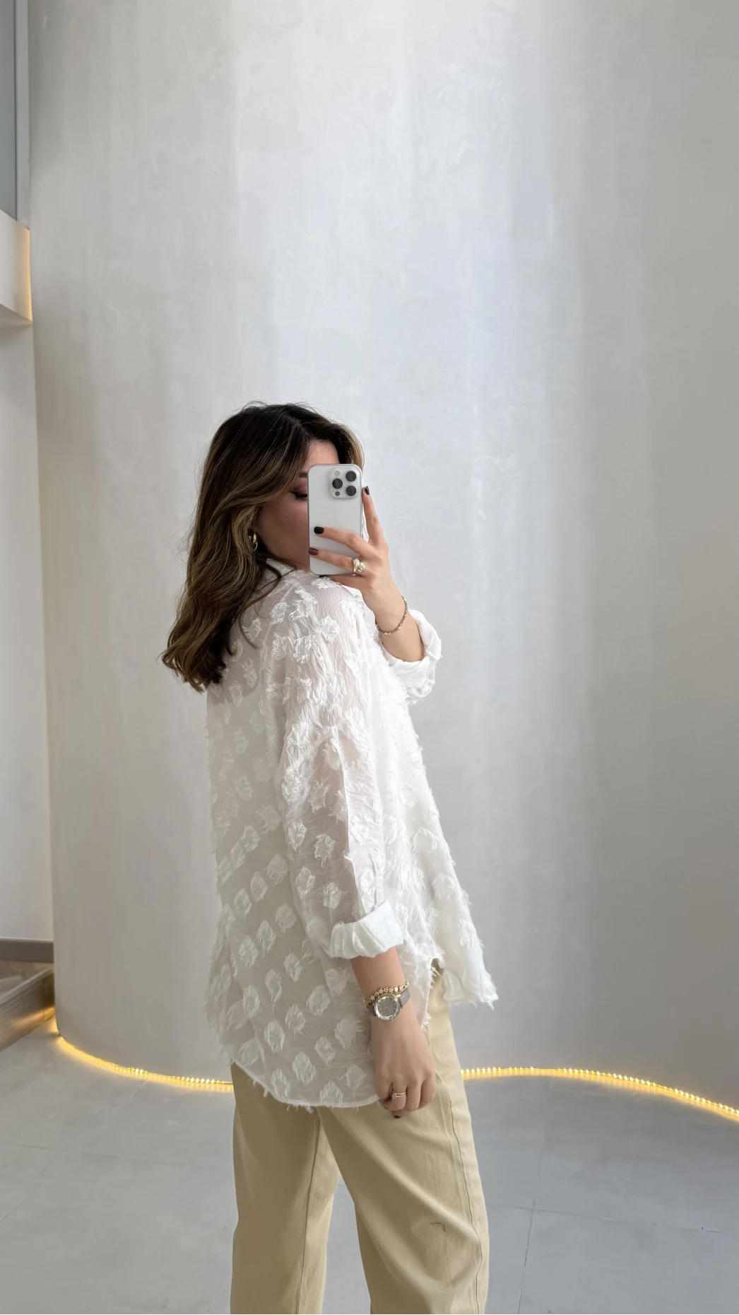 Whisper Püsküllü İnce Gömlek - Ekru - Kod: 2235