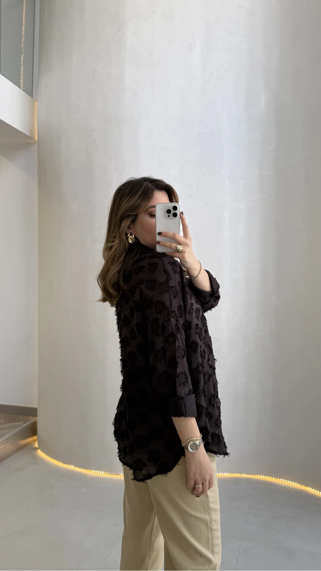 Whisper Püsküllü İnce Gömlek - Acı Kahve - Kod: 2235