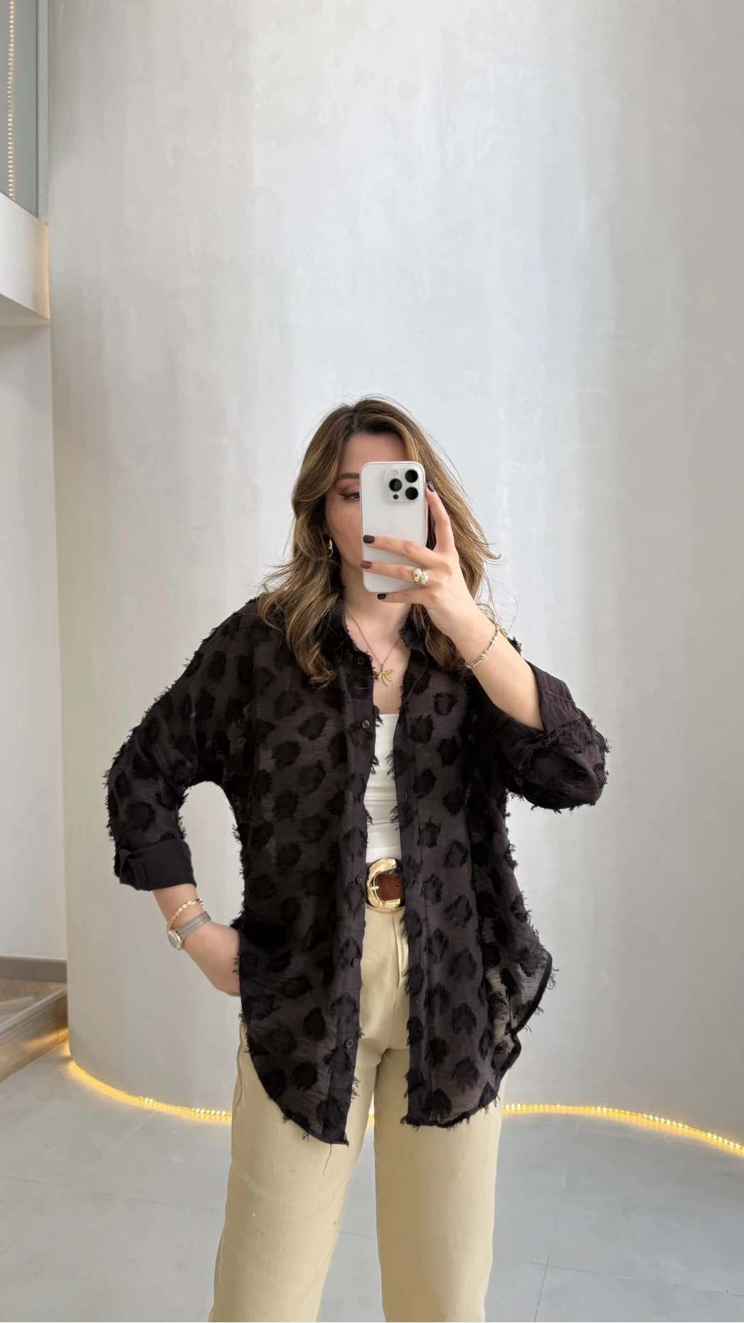 Whisper Püsküllü İnce Gömlek - Acı Kahve - Kod: 2235