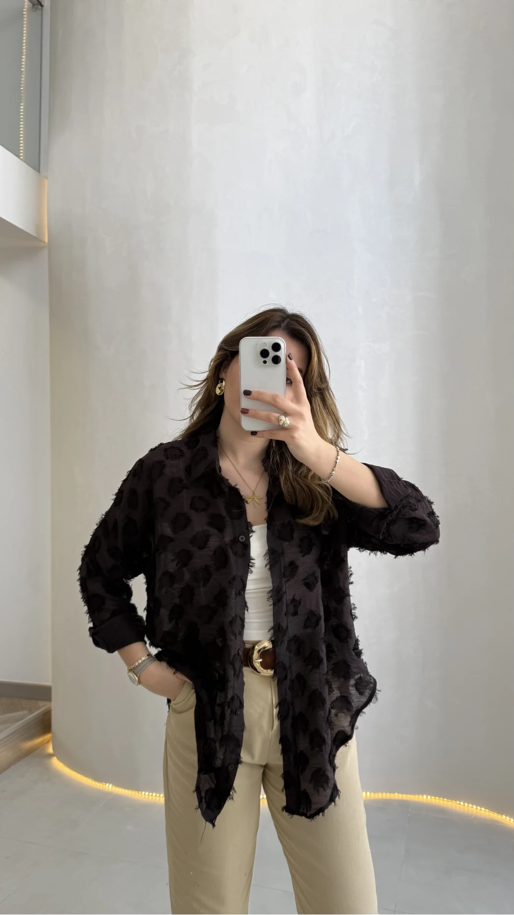 Whisper Püsküllü İnce Gömlek - Acı Kahve - Kod: 2235