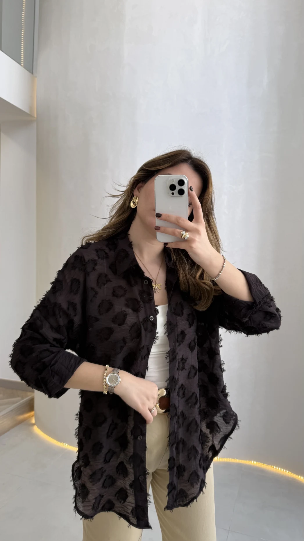 Whisper Püsküllü İnce Gömlek - Acı Kahve - Kod: 2235