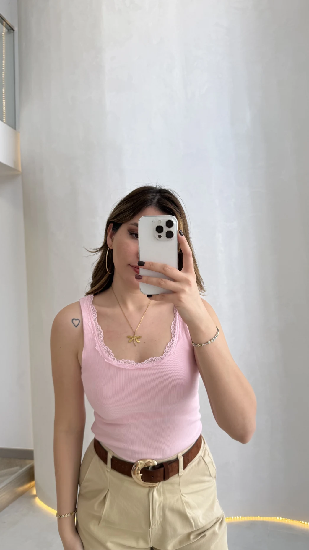 Fitilli Dantel Detay Kalın Askılı Body - Pembe