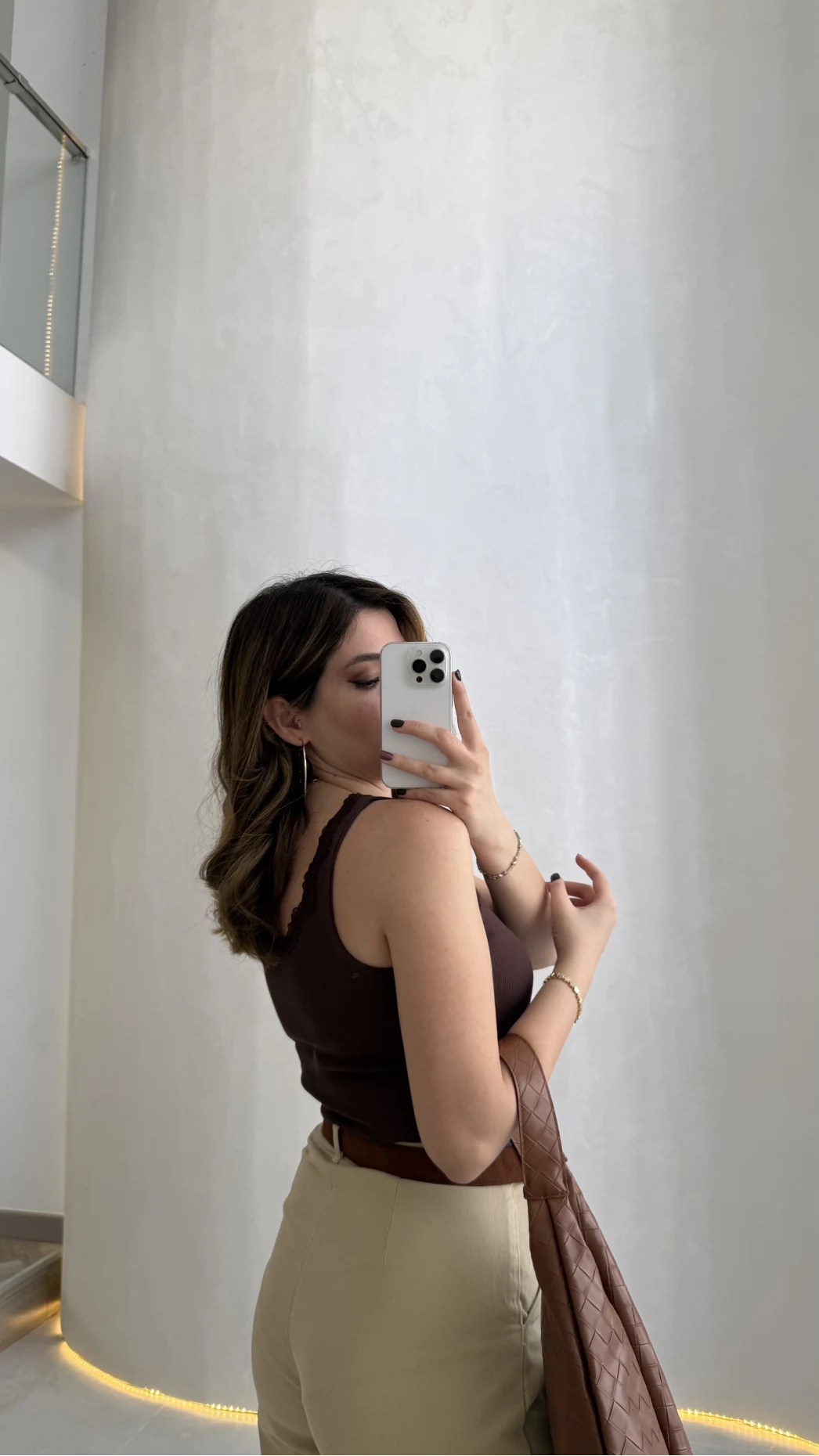 Fitilli Dantel Detay Kalın Askılı Body - Kahverengi