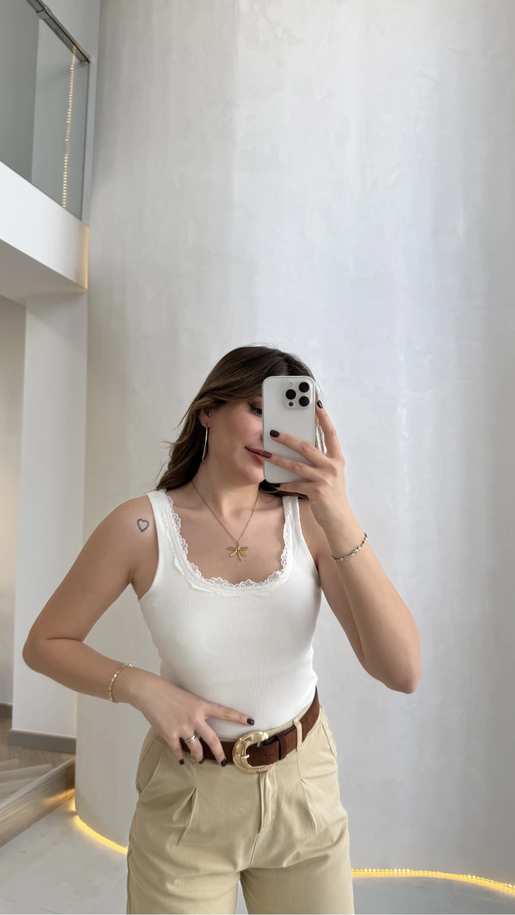 Fitilli Dantel Detay Kalın Askılı Body - Ekru