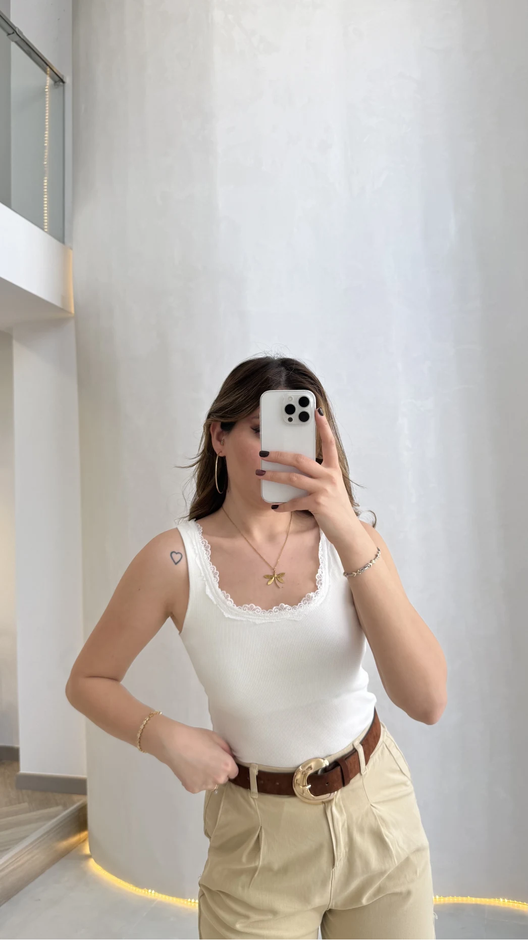 Fitilli Dantel Detay Kalın Askılı Body - Ekru