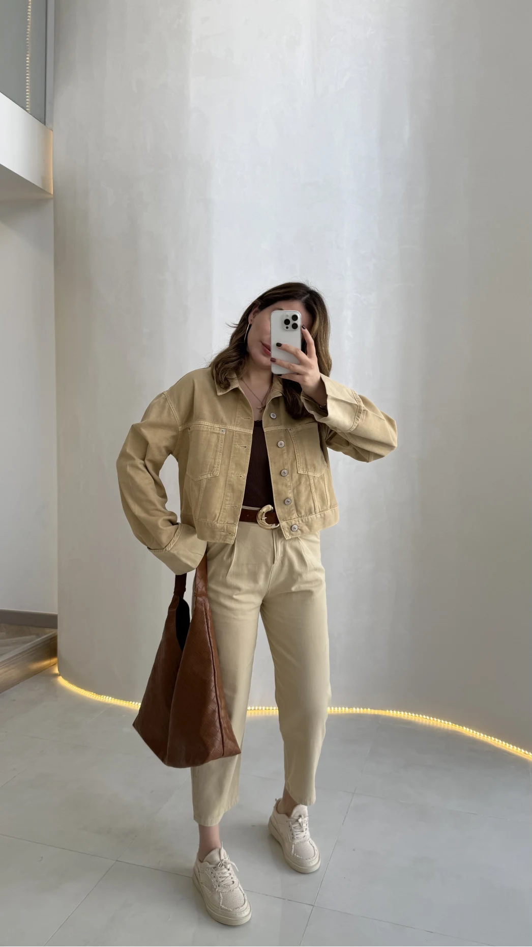 Cepli Gabardin Pantolon - Taş - Kod: 7847