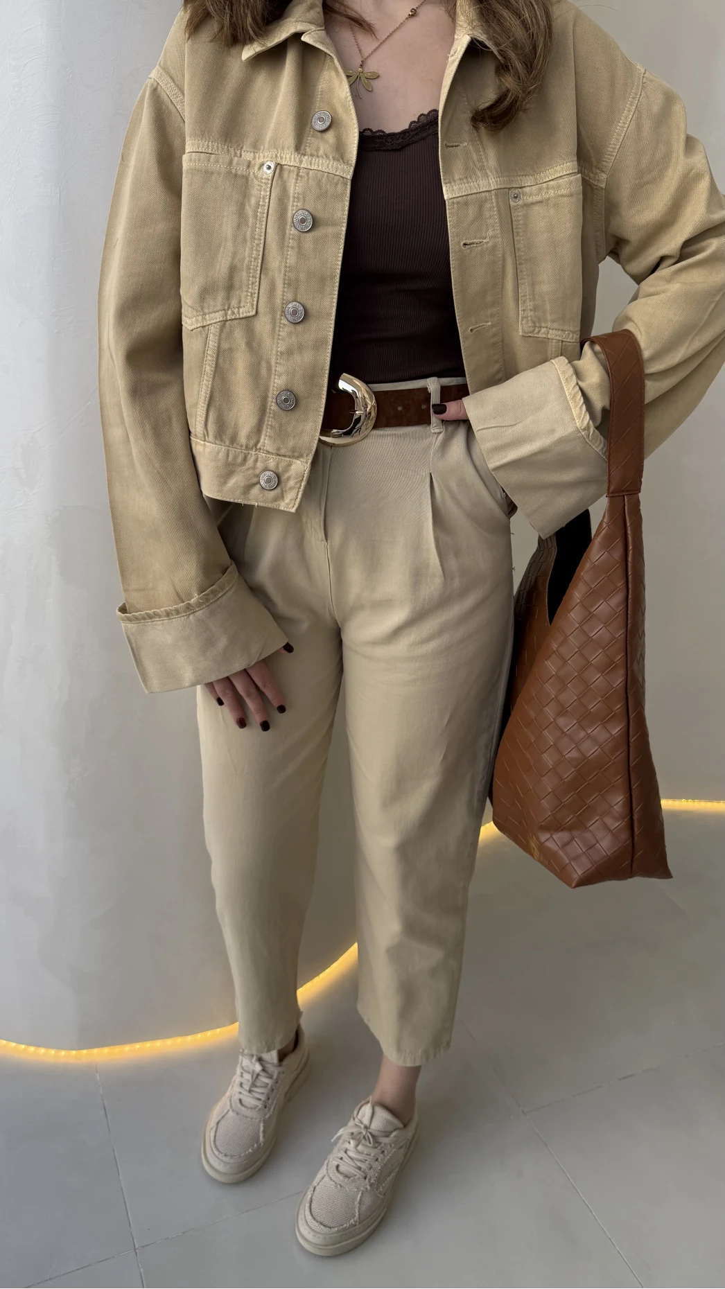 Cepli Gabardin Pantolon - Taş - Kod: 7847