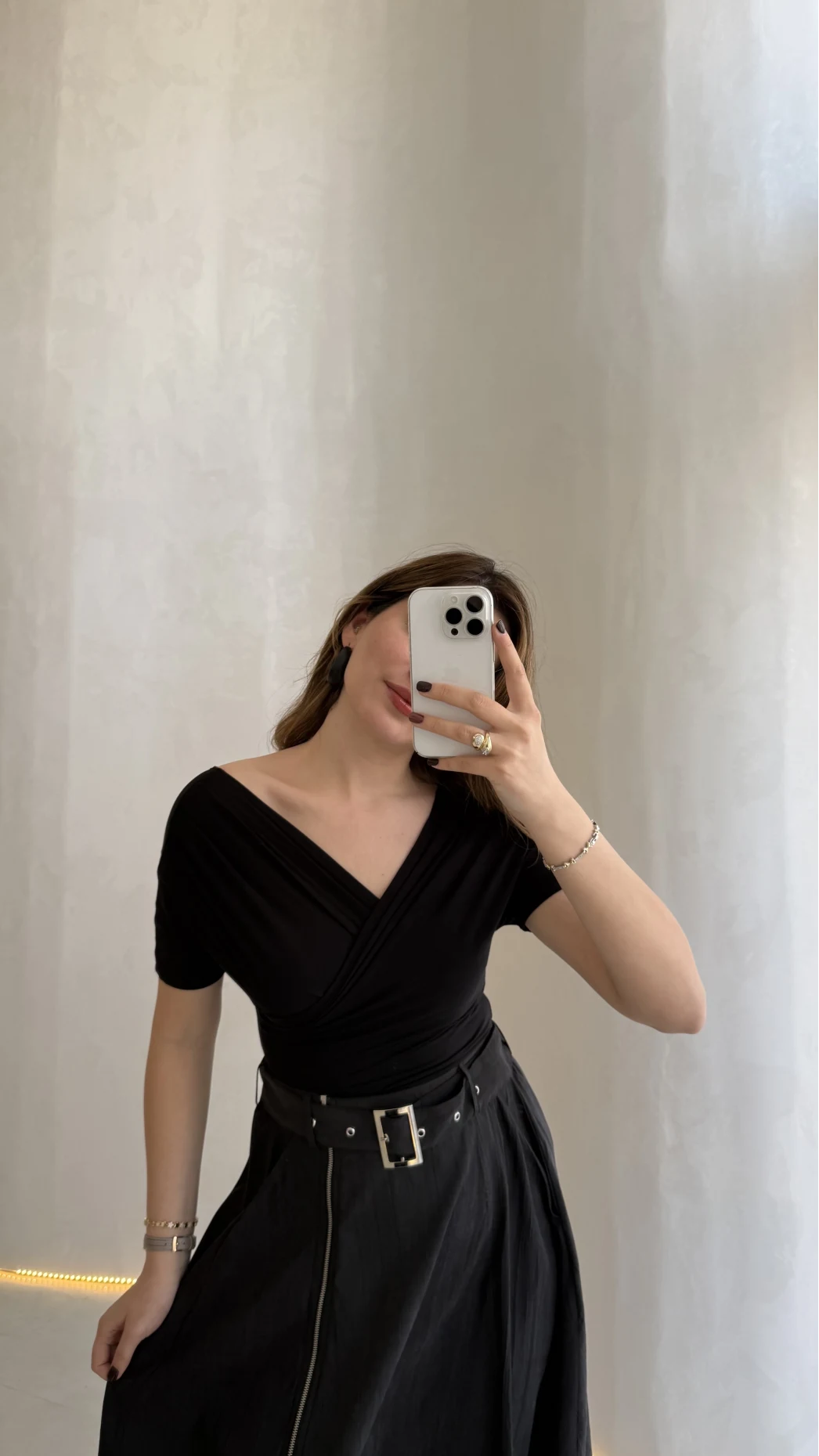 Dilvin Pile Detay Kayık Yaka Body - Siyah