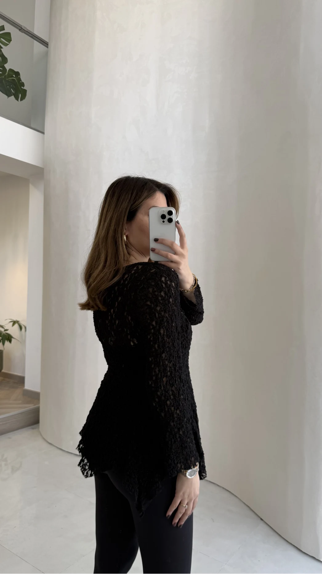 Blossom Asimetrik Kesim Düğmeli Dantel Bluz - Siyah - Kod: 39259