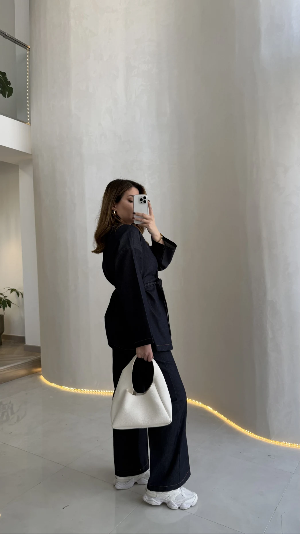 Freedom Denim Kuşaklı Pantolon Takım - Lacivert - Kod: 583