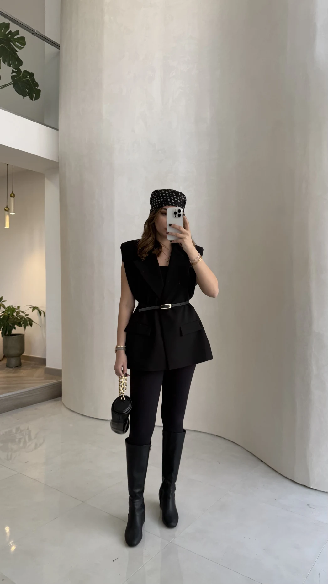 Sapphire Fular Detaylı Vatkalı Kemerli Yelek - Siyah - Kod: 7708